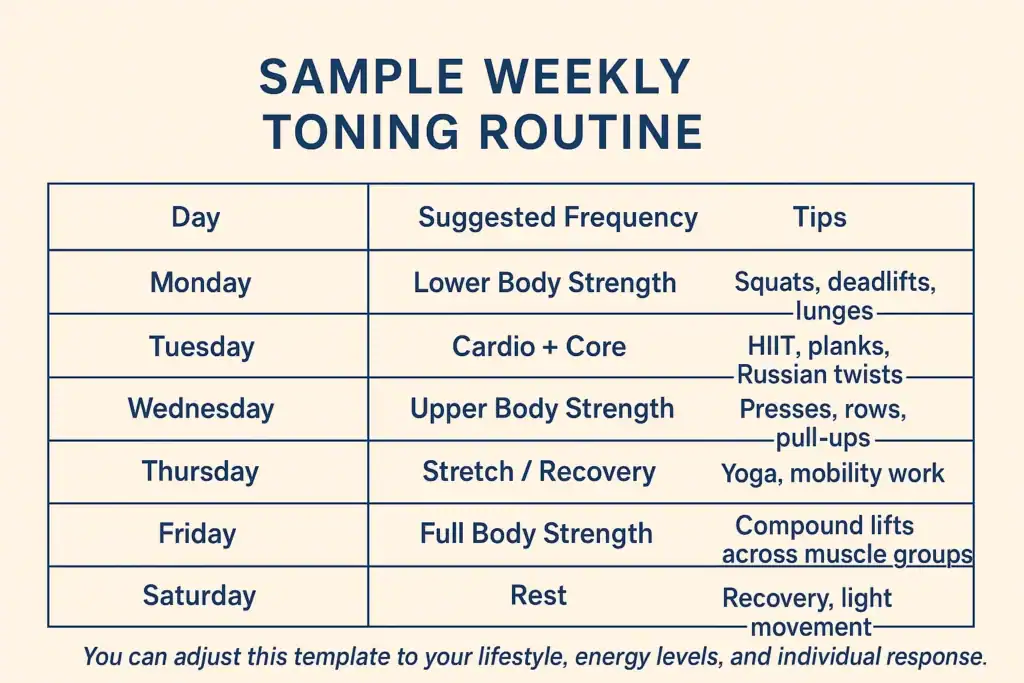 Achieving the Perfect Tone: How Often Should You Exercise for Results? 4 Weekly exercise Feltham plan graphic
