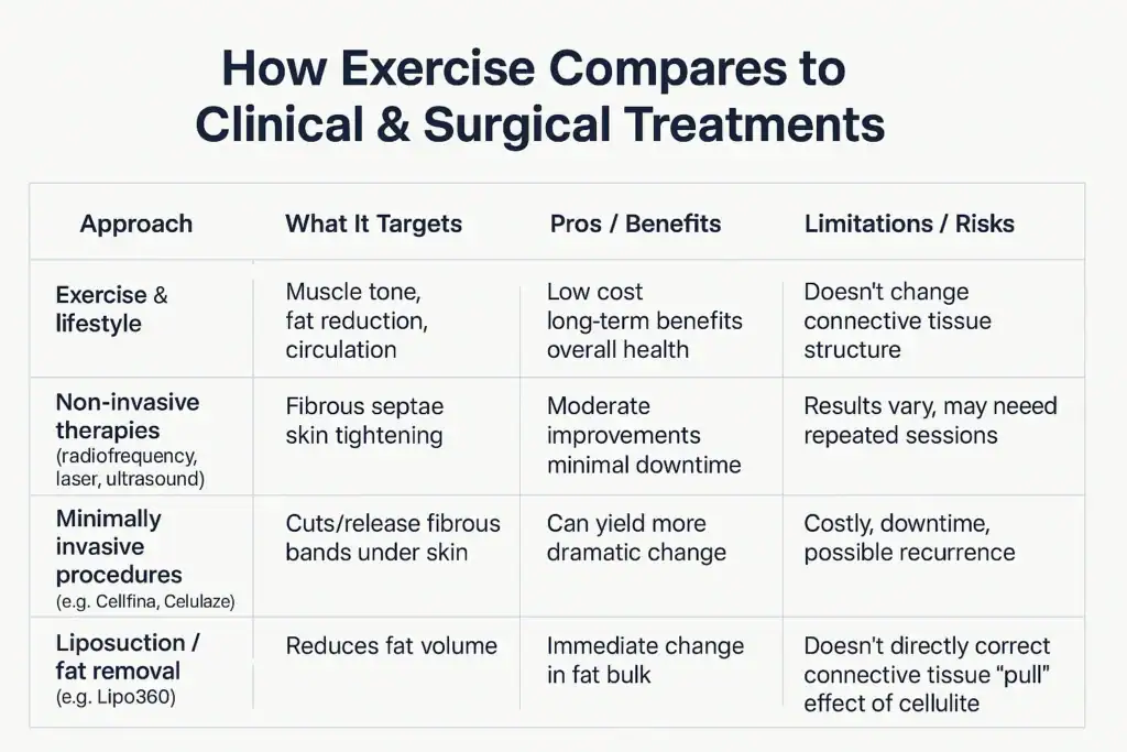 Sculpting Your Bum: Can Toning Exercises Really Reduce Cellulite? 2 How exercise compares to treatments from Lipo 360 Feltham