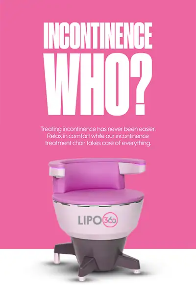 LIPO360 EMS Chair Can Help with Urinary Incontinence 2 Image of a urinary incontinence treatment seat Feltham